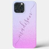 Iridescent Girly Pink Shimmer Persoonlijke naam Case-Mate iPhone Case (Achterkant)