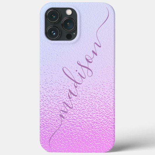 Iridescent Girly Pink Shimmer Persoonlijke naam Case-Mate iPhone Case (Achterkant)