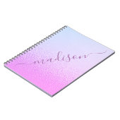 Iridescent Girly Pink Shimmer Persoonlijke naam Notitieboek (Linkerzijde)