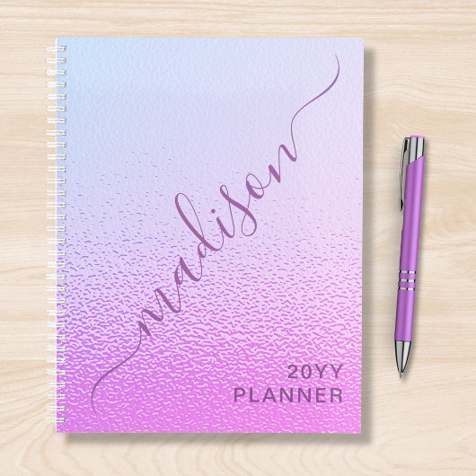Iridescent Girly Pink Shimmer Persoonlijke naam Planner