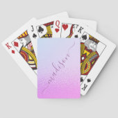 Iridescent Girly Pink Shimmer Persoonlijke naam Pokerkaarten (Achterkant)