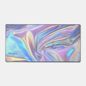 Iridescent Glanzende Metallic Stof, Script Naam Bureaumat (Voorkant)