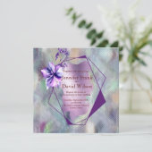 Iridescent Glass Floral Weddenschap Kaart (Staand voorkant)