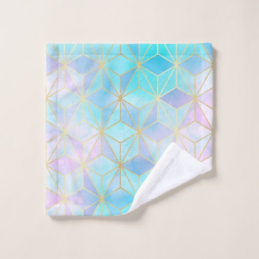 Iridescent Glass Geometric Patroon Bad Handdoek (Wasdoekje)