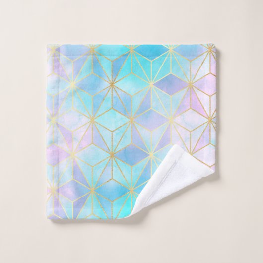 Iridescent Glass Geometric Patroon Bad Handdoek (Wasdoekje)