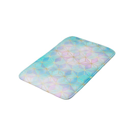 Iridescent Glass Geometric Patroon Badmat (Gekanteld)