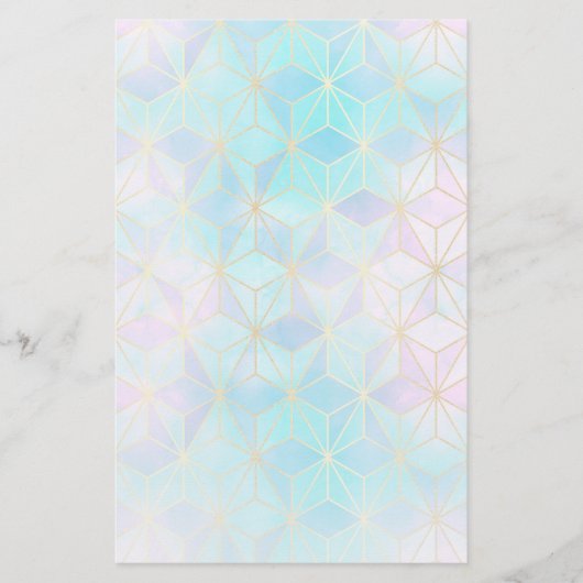 Iridescent Glass Geometric Patroon Briefpapier (Voorkant)