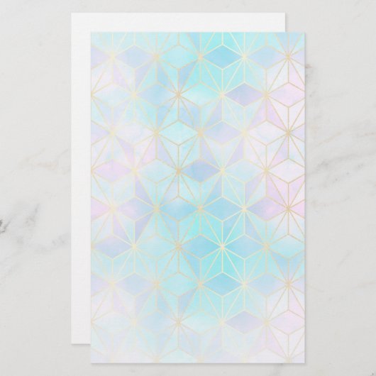 Iridescent Glass Geometric Patroon Briefpapier (Voorkant / Achterkant)