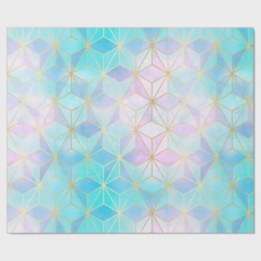 Iridescent Glass Geometric Patroon Cadeaupapier (Vlak)