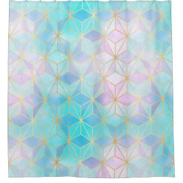 Iridescent Glass Geometric Patroon Douchegordijn