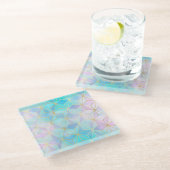 Iridescent Glass Geometric Patroon Glazen Onderzetter (Schuin)