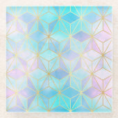 Iridescent Glass Geometric Patroon Glazen Onderzetter (Voorkant)