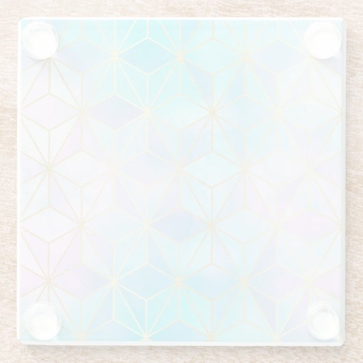 Iridescent Glass Geometric Patroon Glazen Onderzetter (Achterkant)