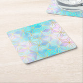 Iridescent Glass Geometric Patroon Kartonnen Onderzetters (Schuin)