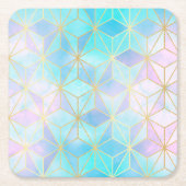 Iridescent Glass Geometric Patroon Kartonnen Onderzetters (Voorkant)