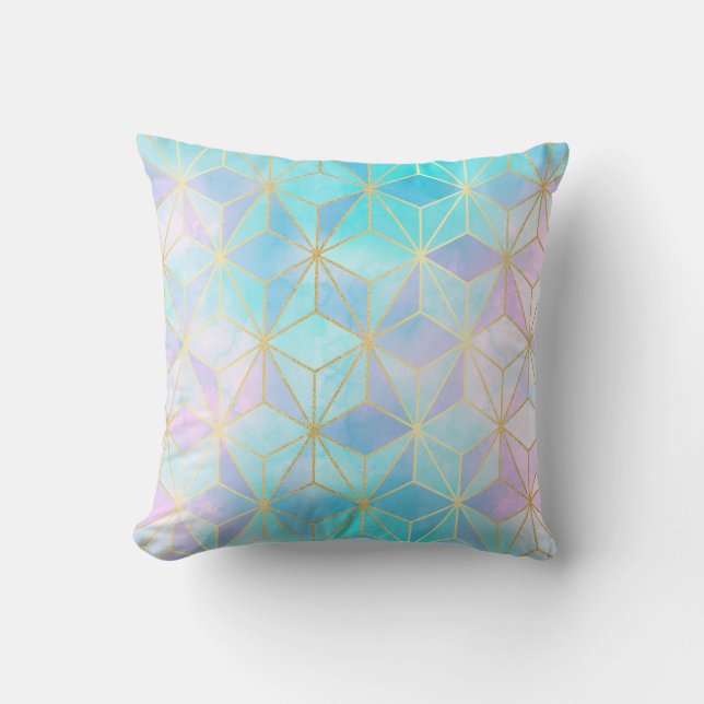Iridescent Glass Geometric Patroon Kussen (Voorkant)