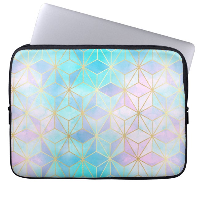 Iridescent Glass Geometric Patroon Laptop Sleeve (Voorkant)
