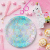 Iridescent Glass Geometric Patroon Papieren Bordje (Feest)