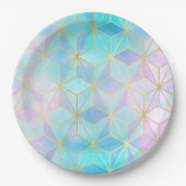Iridescent Glass Geometric Patroon Papieren Bordje (Voorkant)