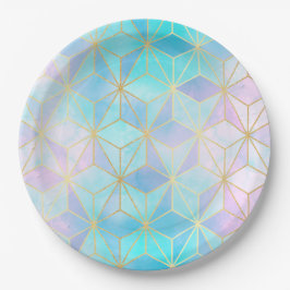 Iridescent Glass Geometric Patroon Papieren Bordje