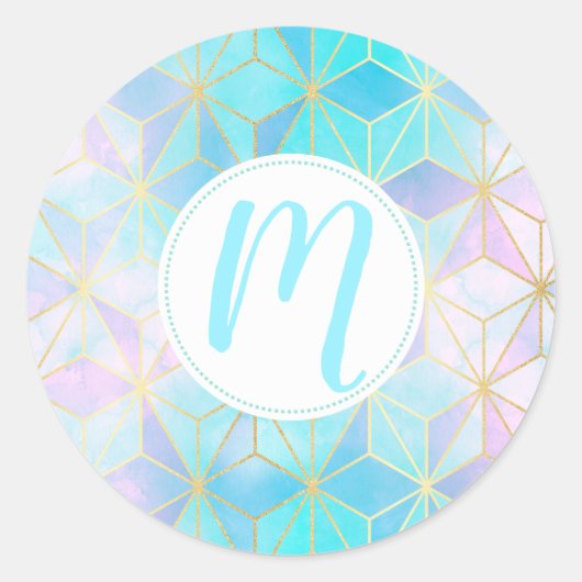 Iridescent Glass Geometric Patroon Ronde Sticker (Voorkant)