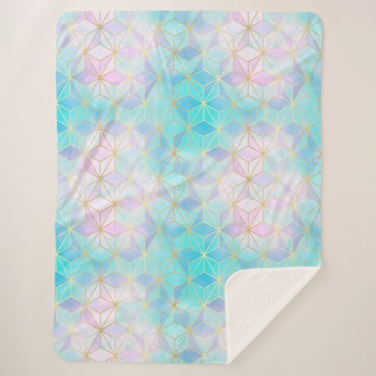 Iridescent Glass Geometric Patroon Sherpa Deken (Voorkant)
