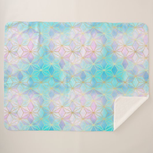 Iridescent Glass Geometric Patroon Sherpa Deken (Voorkant (horizontaal))