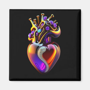 Iridescent Glass Heart Digital Art Magneet