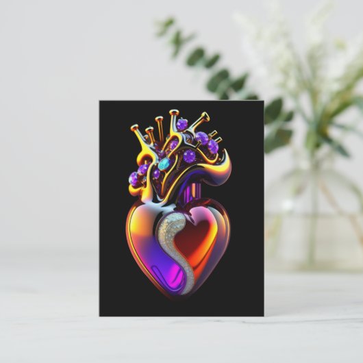 Iridescent Glass Heart Valentijn Briefkaart (Staand voorkant)