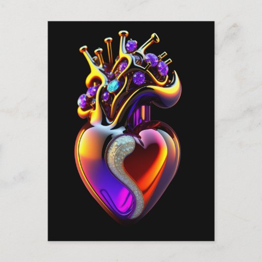 Iridescent Glass Heart Valentijn Briefkaart (Voorkant)