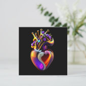 Iridescent Glass Heart Valentijn Kaart (Staand voorkant)