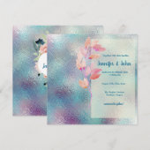 Iridescent Glass & Leaf Spray Wedding Invitation Kaart (Voorkant / Achterkant)