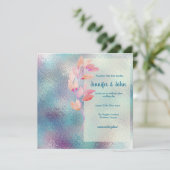 Iridescent Glass & Leaf Spray Wedding Invitation Kaart (Staand voorkant)