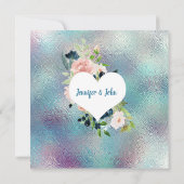 Iridescent Glass & Leaf Spray Wedding Invitation Kaart (Achterkant)