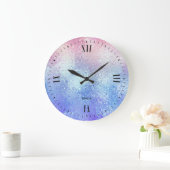 Iridescent glazen ombre blauw tot roos goud grote klok (Huis)