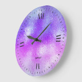 Iridescent glazen ombre blauw tot roze grote klok (Hoek)