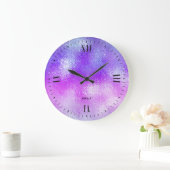 Iridescent glazen ombre blauw tot roze grote klok (Huis)