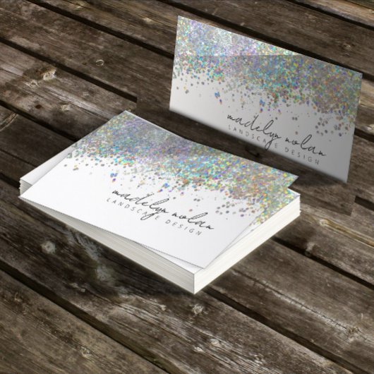 Iridescent Glitter Border Calligraphy ID936 Visitekaartje