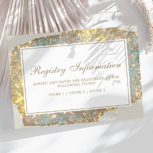 Iridescent Glitter Wedding Registry Information Informatiekaartje