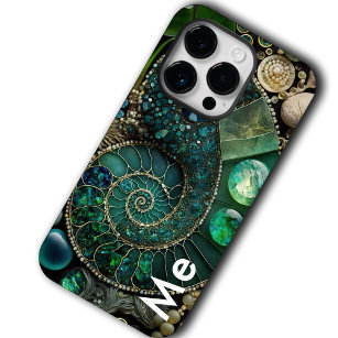 Iridescent Glittery Organic Sea Shells, Green Case-Mate iPhone 14 Pro Hoesje