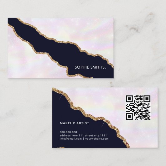 Iridescent Gold Agaat Modern Elegant Vrouwelijk Visitekaartje (Voorkant / Achterkant)