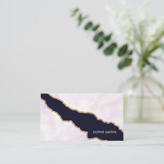 Iridescent Gold Agaat Modern Elegant Vrouwelijk Visitekaartje (Staand voorkant)