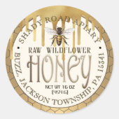 Iridescent Gold Drips Honey Label met Honeycomb (Voorkant)