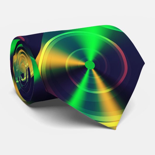 Iridescent Green & Black Fractal Swirl Stropdas (Opgerold)