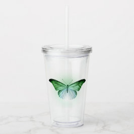 Iridescent Green Butterfly Acryl Drinkbeker