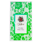 iridescent green lace with Christmas flower Klein Cadeauzakje (Voorkant)