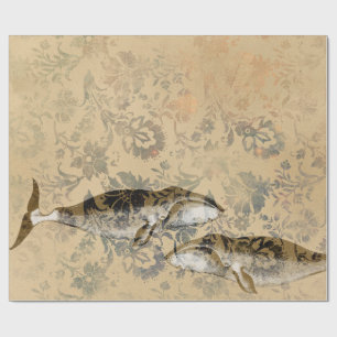 Iridescent Grunge Nautical Whale Cadeaupapier