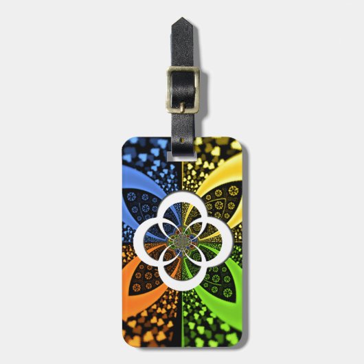 Iridescent Hearts Seamless Polka Dot Abstracte kun Bagagelabel (Voorkant verticaal)