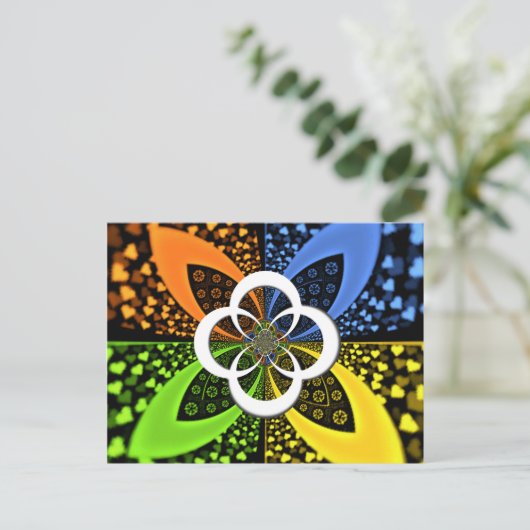 Iridescent Hearts Seamless Polka Dot Abstracte kun Briefkaart (Staand voorkant)
