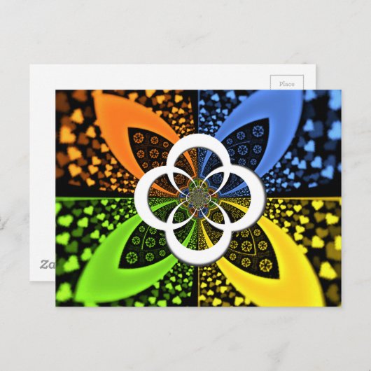 Iridescent Hearts Seamless Polka Dot Abstracte kun Briefkaart (Voorkant / Achterkant)